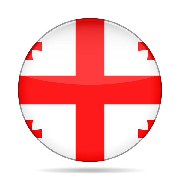 Gürcistan bayrağı. Parlak yuvarlak düğmesi. — Stok Vektör