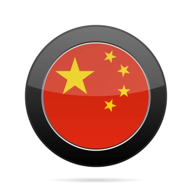 Çin bayrağı. Parlak siyah yuvarlak düğmesi.