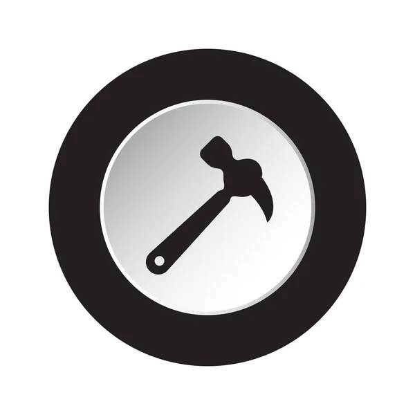 Ronde zwarte en witte knop - claw hammer-pictogram — Stockvector