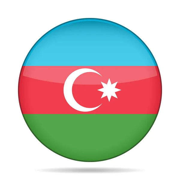 Прапор Азербайджану. Блискучі кругла кнопка. — стоковий вектор