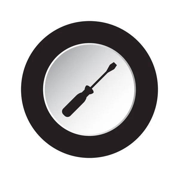 Круглая черно-белая кнопка - значок отвертки — стоковый вектор