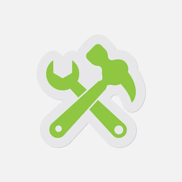 Ícone verde simples - martelo garra com chave — Vetor de Stock