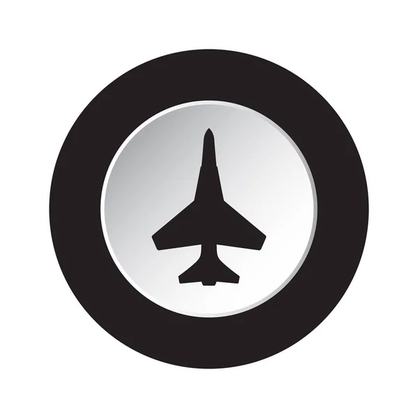 Bouton rond noir et blanc icône combattant — Image vectorielle