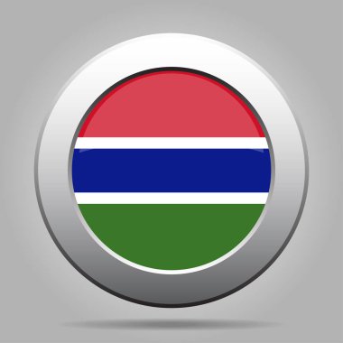Gambiya Cumhuriyeti bayrağı. Parlak metal gri yuvarlak düğmesi.