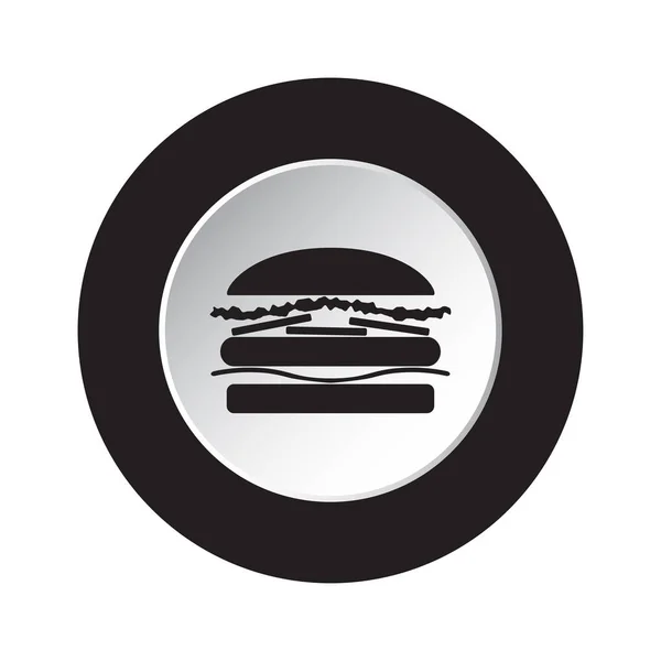 Botão redondo preto e branco - ícone de hambúrguer — Vetor de Stock