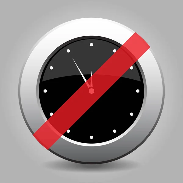 Metalen verboden knop, witte last-minute klok — Stockvector