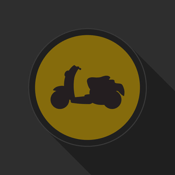 yellow round button with black scooter icon