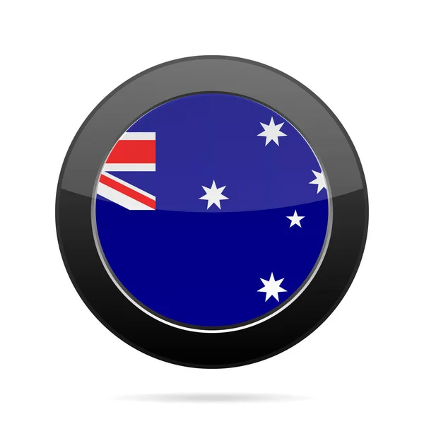 Σημαία της Αυστραλίας. Γυαλιστερό μαύρο στρογγυλό κουμπί. — Διανυσματικό Αρχείο