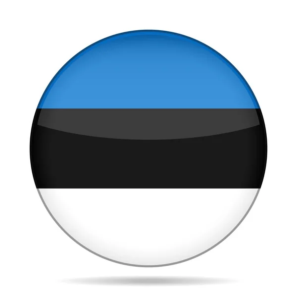 Σημαία της Εσθονίας. Γυαλιστερό στρογγυλό κουμπί. — Διανυσματικό Αρχείο