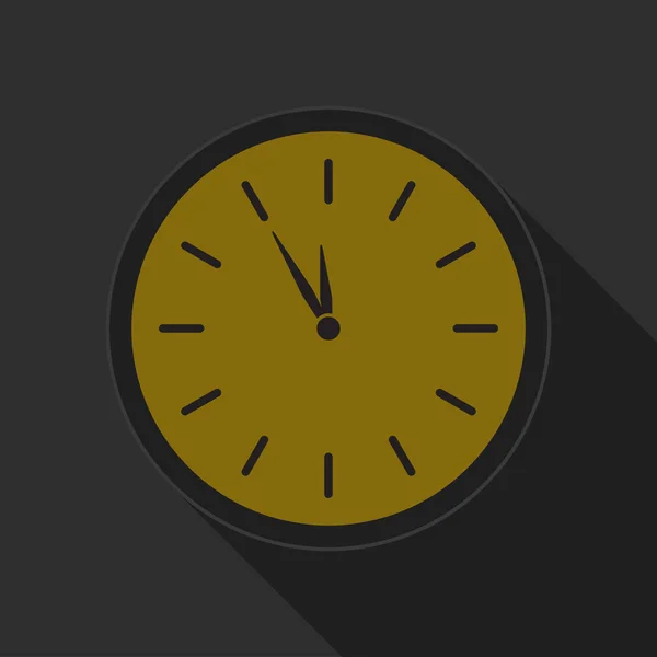Gul rund knapp - svart sista minuten klockikonen — Stock vektor
