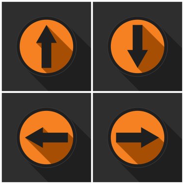 dört Turuncu Siyah ok ve gölgeler ile yuvarlak