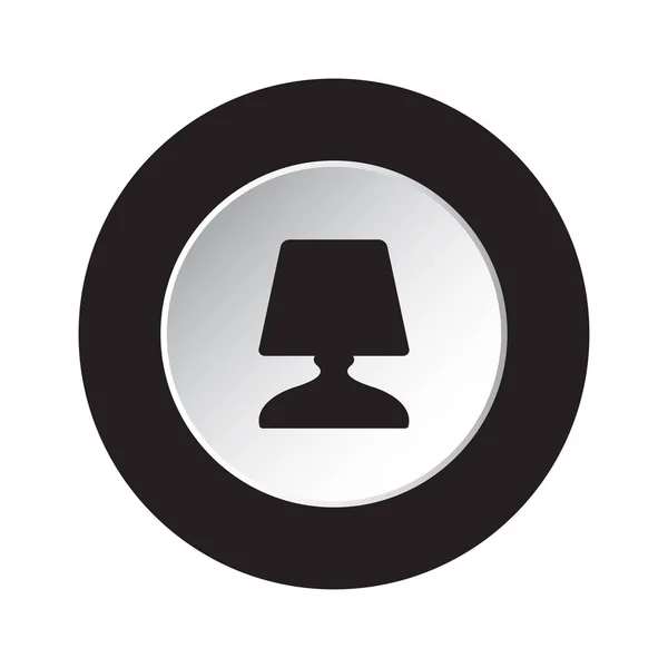 Okrągły czarny biały przycisk - ikona Lampa nocna — Wektor stockowy