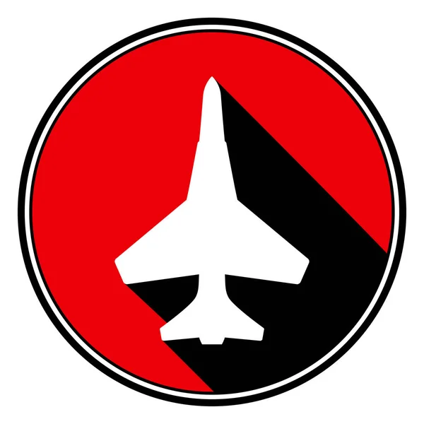 Röda runda med svart skugga - vit fighter ikon — Stock vektor