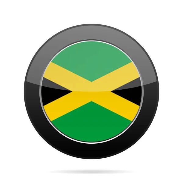 Drapeau de Jamaïque. Bouton rond noir brillant . — Image vectorielle