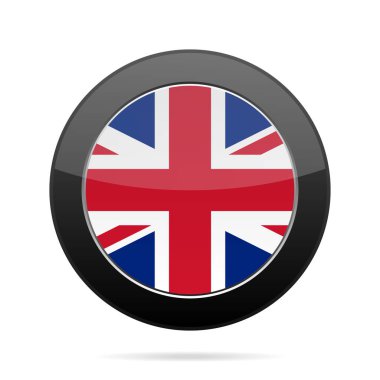 Bayrak - İngiltere. Parlak siyah yuvarlak düğmesi.