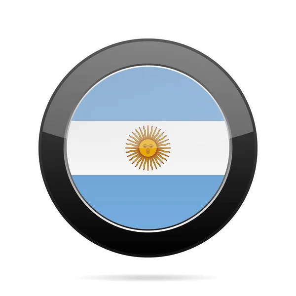 アルゼンチンの旗。光沢のある黒い丸いボタン. — ストックベクタ