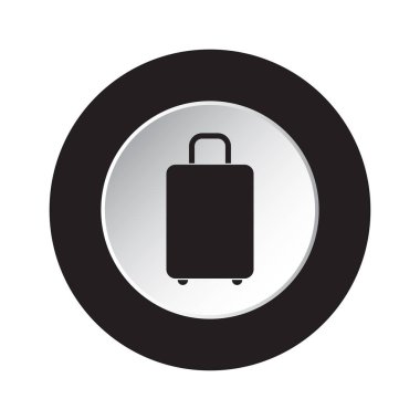 yuvarlak siyah beyaz düğmesi - bavul simgesi