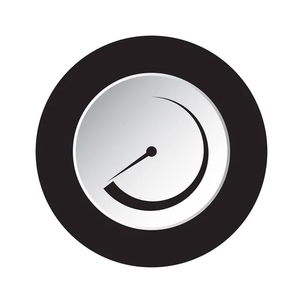 Ronde zwarte en witte knop - dial symboolpictogram — Stockvector