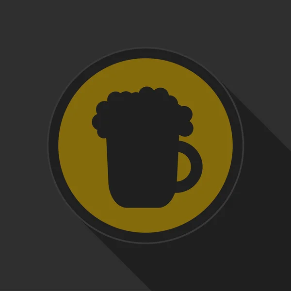 Gul rund knapp - svart öl med skum-ikonen — Stock vektor