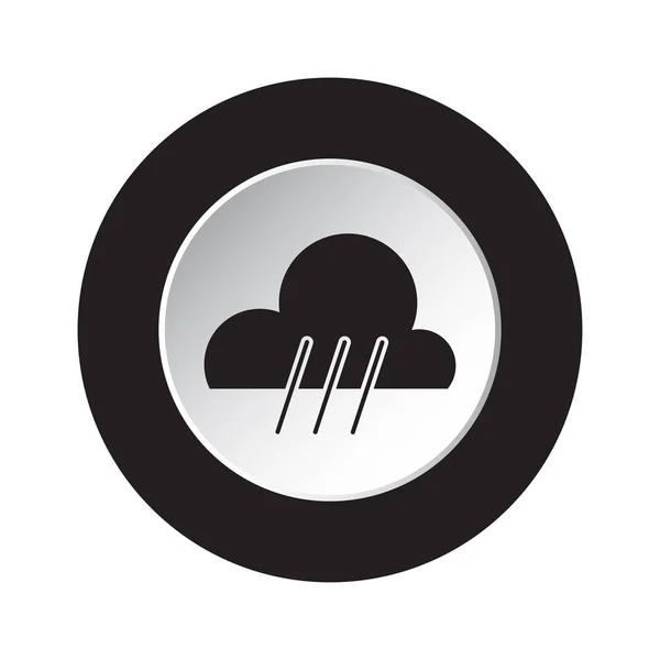 Runda svarta och vita knappen - regnigt väder ikon — Stock vektor