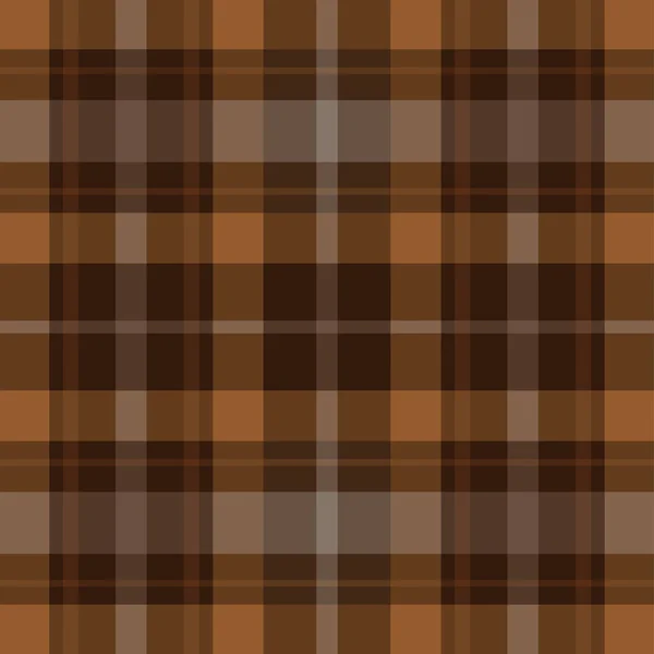 Seamless brown, black tartan - white stripes — Stock Vector