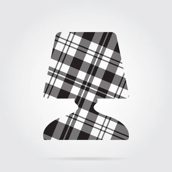 Grayscale tartan isolated icon, bedside table lamp — Stock Vector