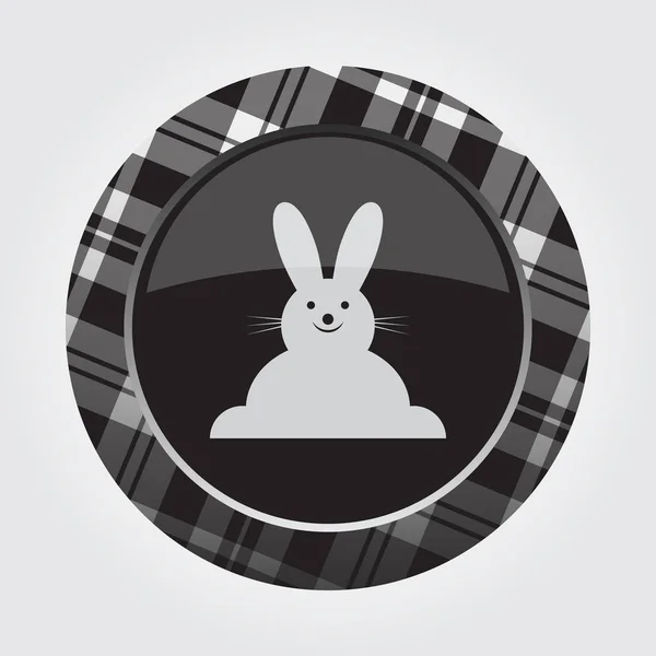 Knopf mit weißem, schwarzem Schottenmuster - happy rabbiticon — Stockvektor