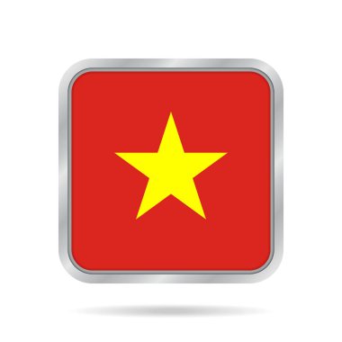 Vietnam, parlak metalik gri kare düğme bayrağı