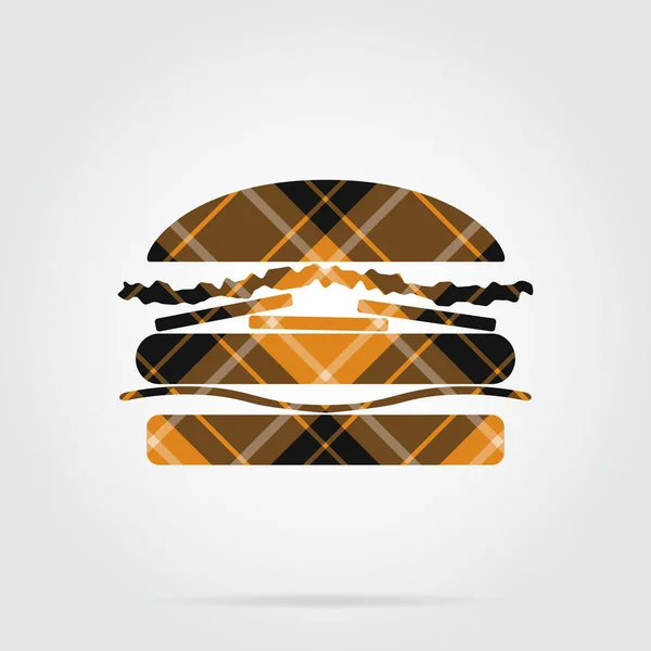 Amarelo, ícone isolado tartan preto - hambúrguer — Vetor de Stock