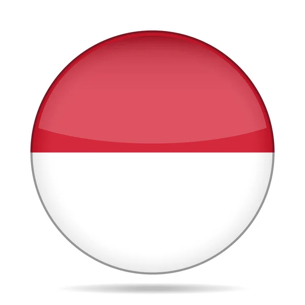 Vlajka Indonésie. Lesklé kulaté tlačítko. — Stockový vektor