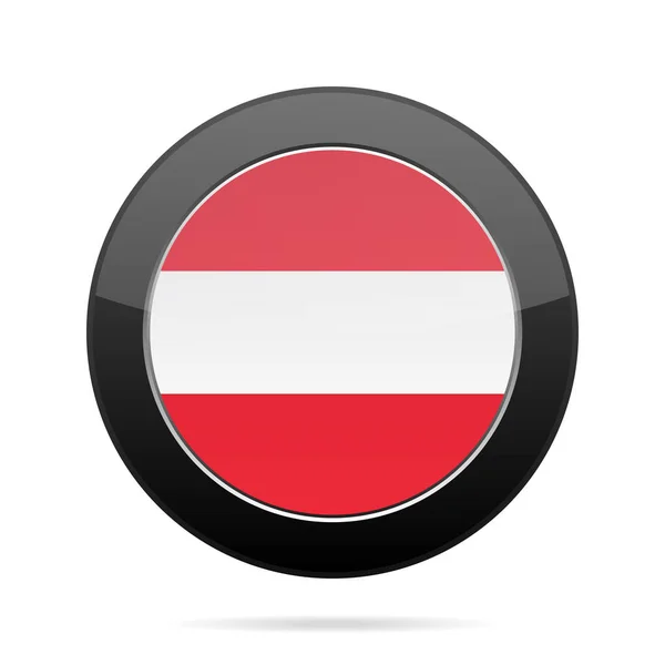 Bandera de Austria. Brillante botón redondo negro . — Archivo Imágenes Vectoriales