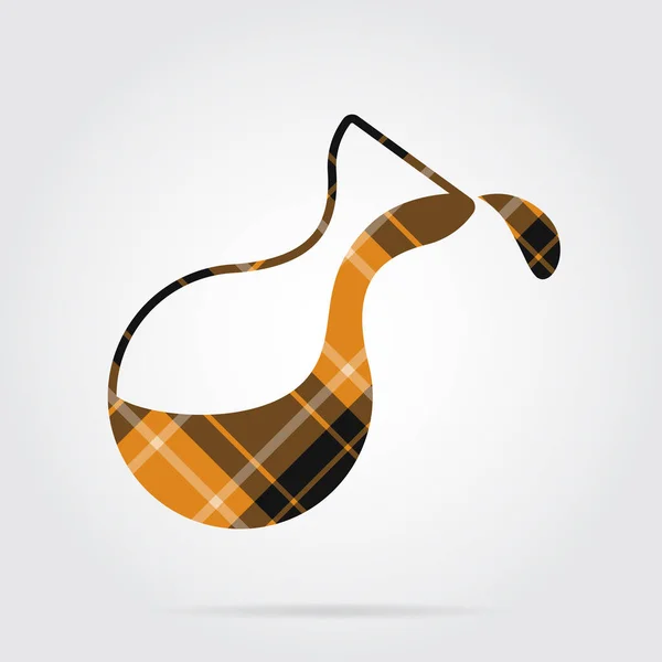 Orange, black tartan icon - flask with a drop — Stock Vector