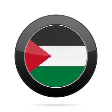 Filistin bayrağı. Parlak siyah yuvarlak düğmesi.