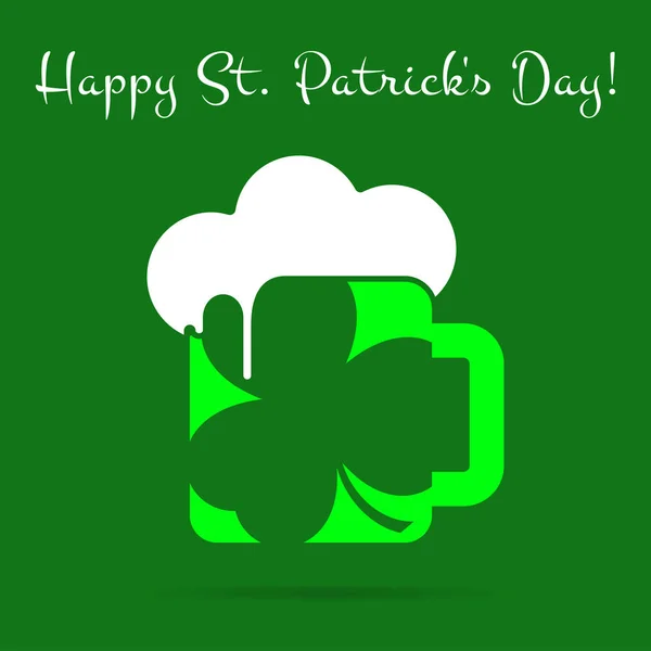 St Patricks Day zelené karty pivo s jetelem, text — Stockový vektor