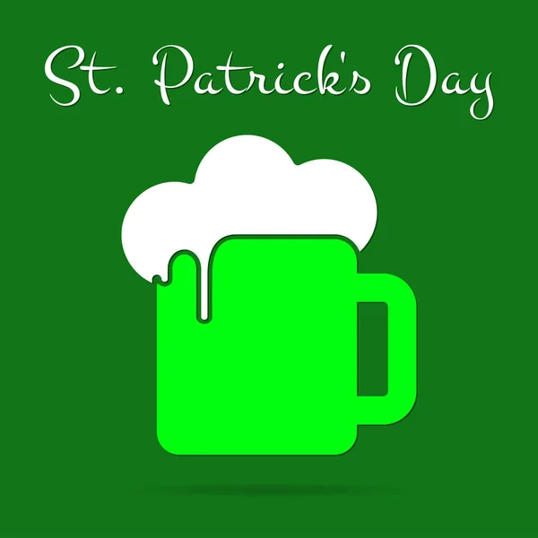 St Patricks Day zelené karty pivo s pěnou, text — Stockový vektor