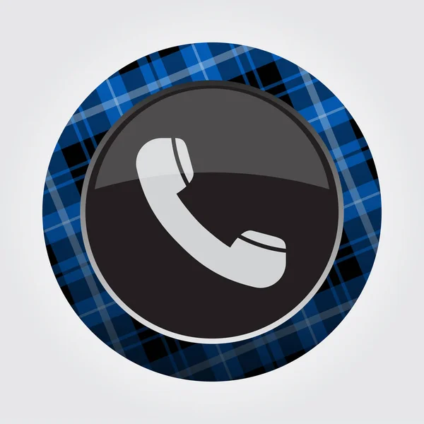 Knop blauw, zwarte tartan - oude telefoonhoorn — Stockvector