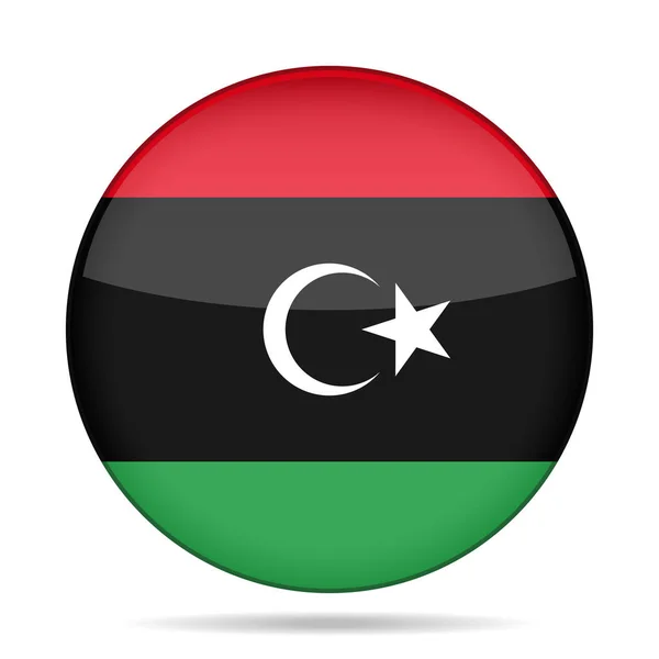 Прапор Лівії. Блискучі кругла кнопка. — стоковий вектор