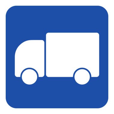 Mavi, beyaz bilgi işareti - kamyon araba simgesi