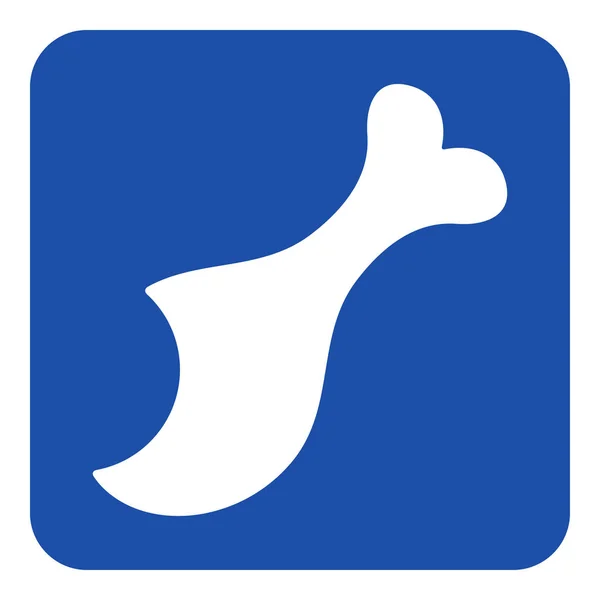 Letrero de información azul, blanco - pierna de pollo roído — Vector de stock
