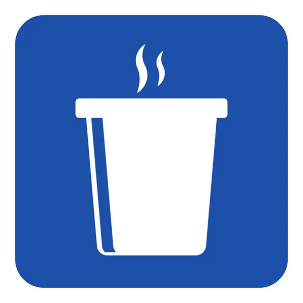 Sinal azul, branco - bebida de fast food quente com fumaça — Vetor de Stock