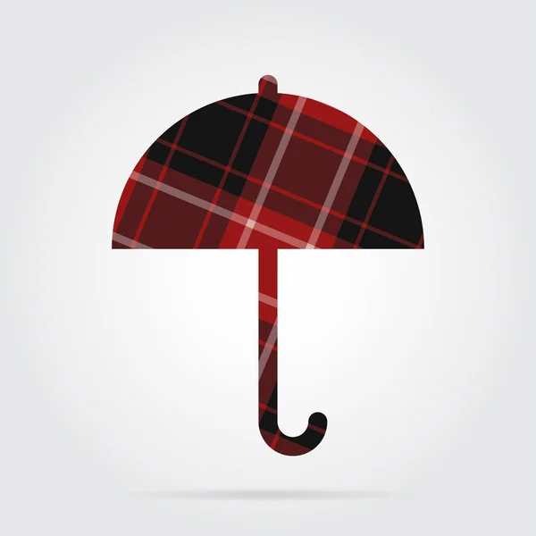 Icône isolée en tartan rouge et noir - parapluie — Image vectorielle