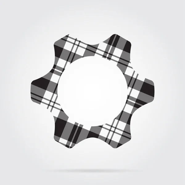 Grayscale tartan isolated icon - cogwheel — Stock Vector