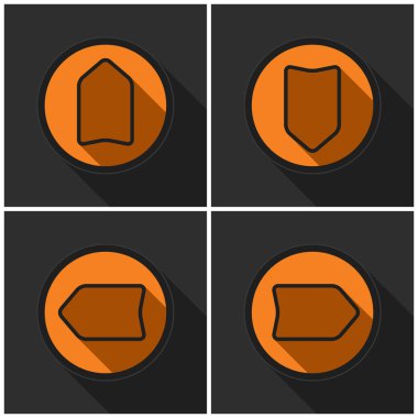 dört Turuncu Siyah ok ve gölgeler ile yuvarlak