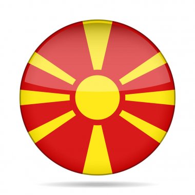 Makedonya Cumhuriyeti bayrağı. Parlak yuvarlak düğmesi.