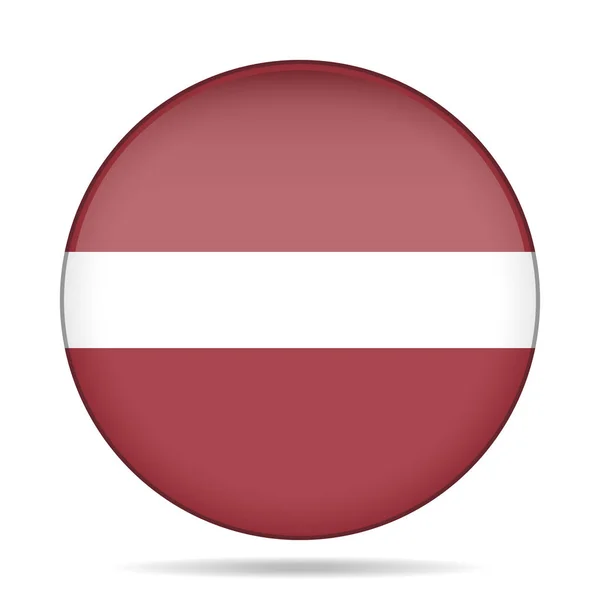 Флаг Латвии. Блестящая круглая кнопка . — стоковый вектор