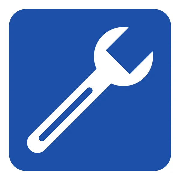 Синий, белый информационный знак - иконка гаечного ключа — стоковый вектор