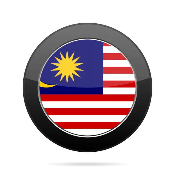 Flag of Malaysia. Shiny black round button. — Stock Vector