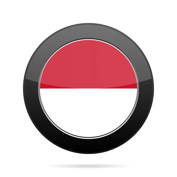 摩纳哥的国旗。闪亮的黑色圆形按钮. — 图库矢量图片