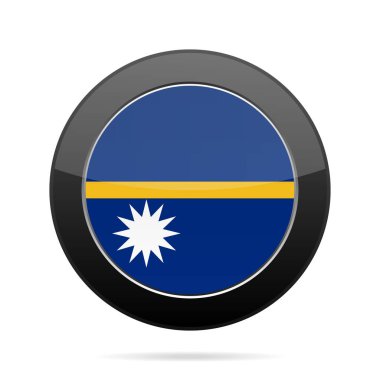 Nauru Cumhuriyeti bayrağı. Parlak siyah yuvarlak düğmesi.