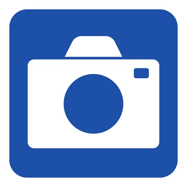 Синий, белый информационный знак - иконка камеры — стоковый вектор